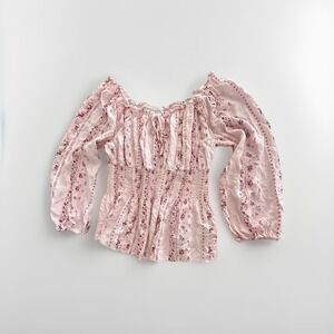 Unbranded‎ Womens Smocked Milkmaid Babydoll Top Size Large Coquette Cottagecore